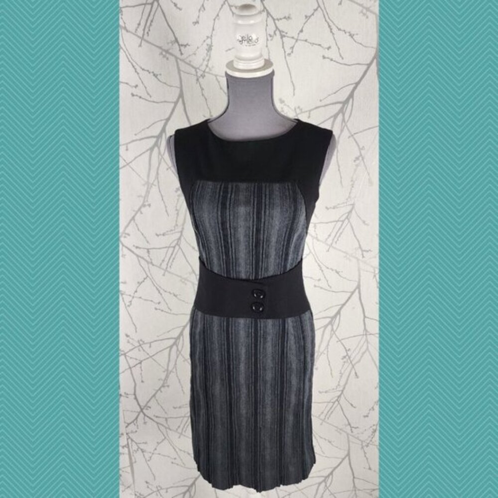 Tension Navy Stripe Colorblock Stretch Knit Midi Sheath Dress